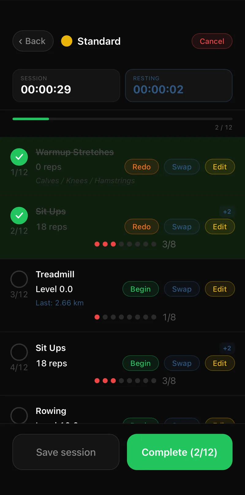 A gym tracker that keeps up with how you actually train.